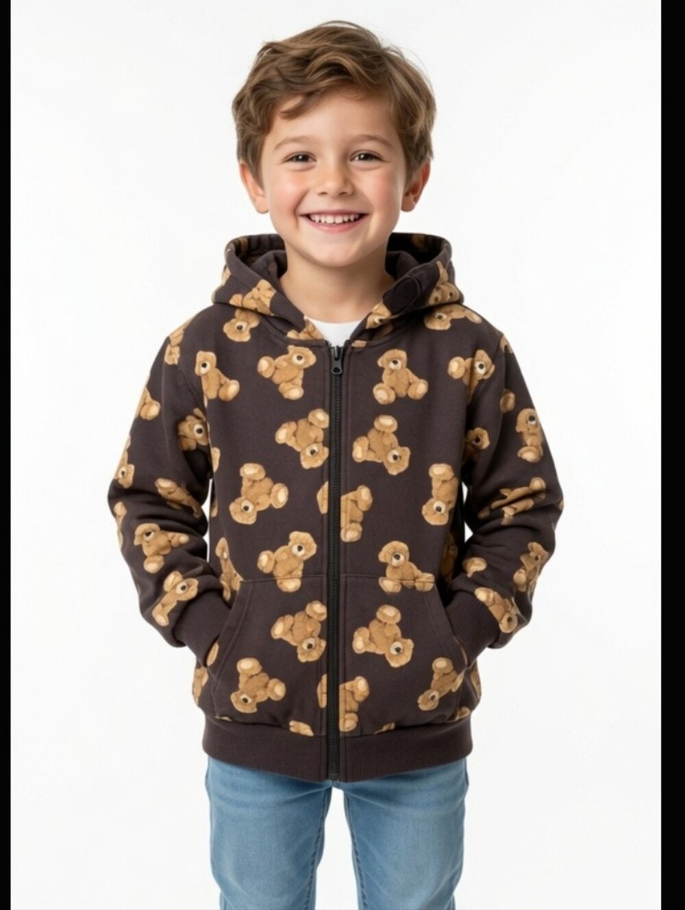 H&M Brown Teddy Bear Hoodie W EARS (size:8/10)